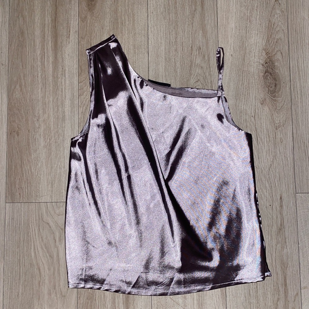 Asymmetrical satin top